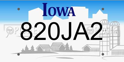 820JA2 Iowa License Plate
