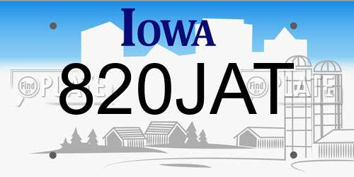 820JAT Iowa License Plate
