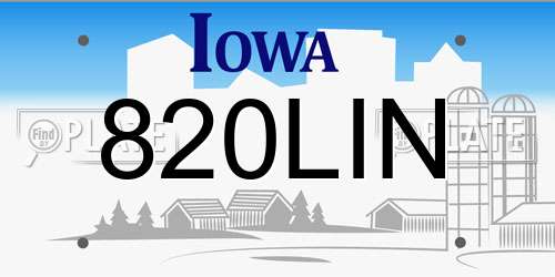 820LIN Iowa License Plate