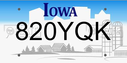 820YQK Iowa License Plate