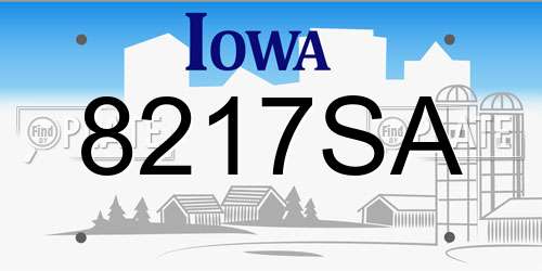 8217SA Iowa License Plate