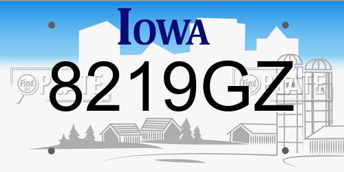 8219GZ Iowa License Plate