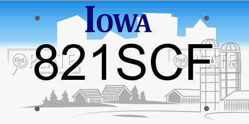 821SCF Iowa License Plate