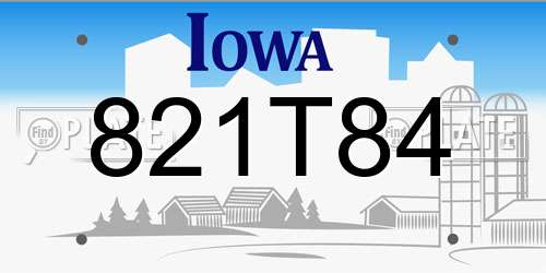821T84 Iowa License Plate