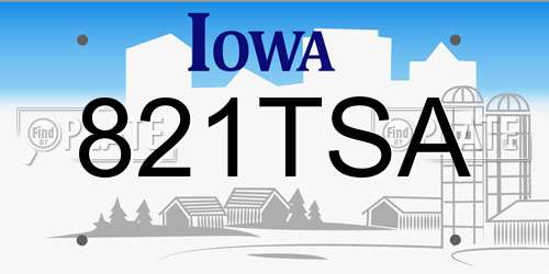 821TSA Iowa License Plate