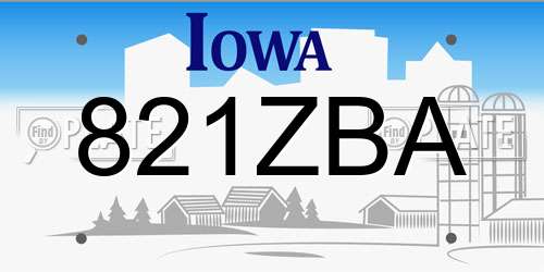 821ZBA Iowa License Plate