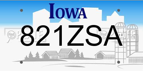 821ZSA Iowa License Plate