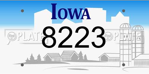 8223 Iowa License Plate