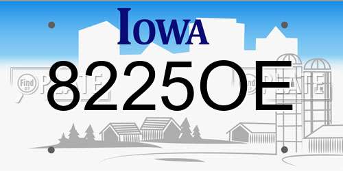8225OE Iowa License Plate
