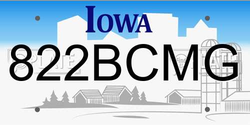 822BCMG Iowa License Plate