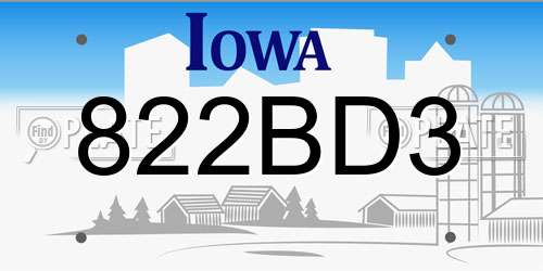822BD3 Iowa License Plate