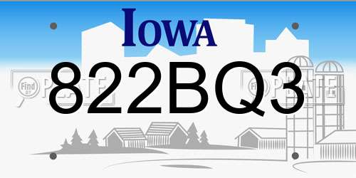 822BQ3 Iowa License Plate