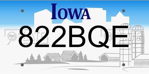 822BQE Iowa License Plate
