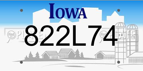 822L74 Iowa License Plate