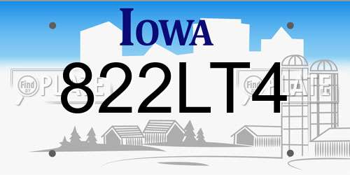 822LT4 Iowa License Plate