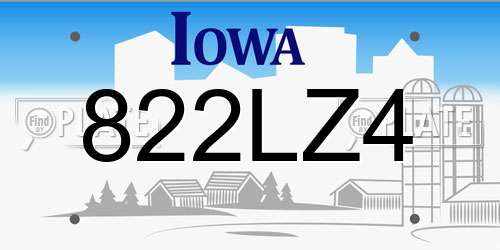 822LZ4 Iowa License Plate