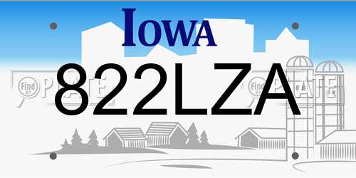 822LZA Iowa License Plate