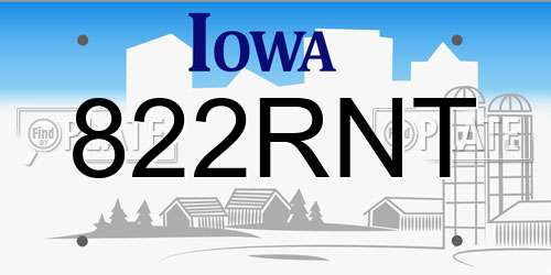 822RNT Iowa License Plate