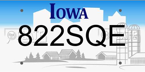 822SQE Iowa License Plate
