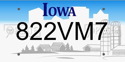 822VM7 Iowa License Plate