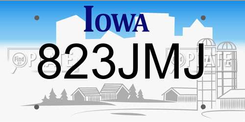 823JMJ Iowa License Plate