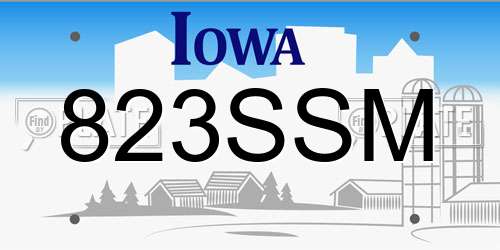 823SSM Iowa License Plate