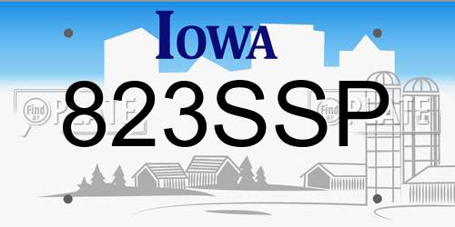 823SSP Iowa License Plate