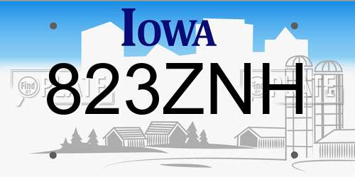 823ZNH Iowa License Plate