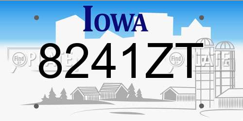 8241ZT Iowa License Plate