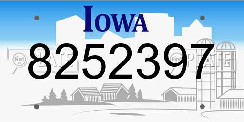 8252397 Iowa License Plate