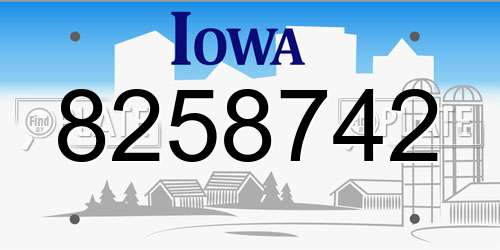 8258742 Iowa License Plate