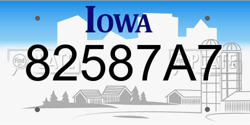 82587A7 Iowa License Plate