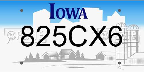 825CX6 Iowa License Plate