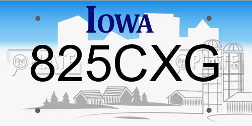 825CXG Iowa License Plate
