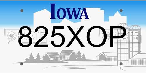 825XOP Iowa License Plate