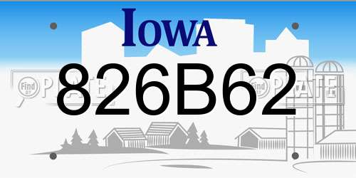 826B62 Iowa License Plate