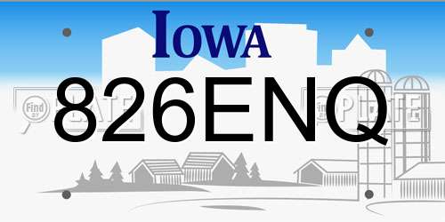826ENQ Iowa License Plate