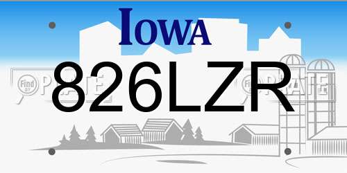 826LZR Iowa License Plate
