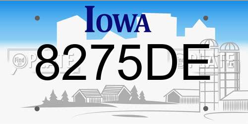 8275DE Iowa License Plate