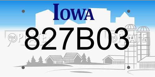 827B03 Iowa License Plate