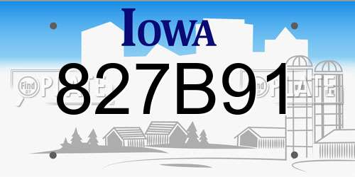 827B91 Iowa License Plate