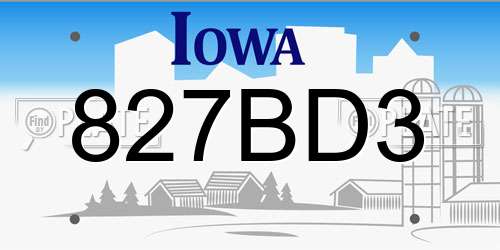 827BD3 Iowa License Plate