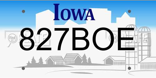 827BOE Iowa License Plate