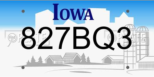 827BQ3 Iowa License Plate