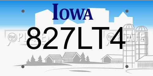 827LT4 Iowa License Plate