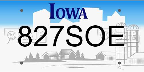 827SOE Iowa License Plate