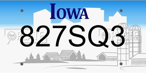 827SQ3 Iowa License Plate