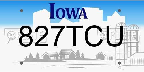 827TCU Iowa License Plate