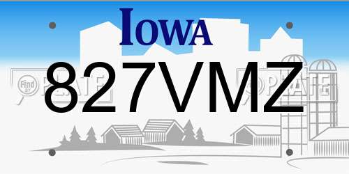 827VMZ Iowa License Plate