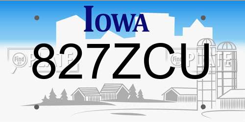 827ZCU Iowa License Plate